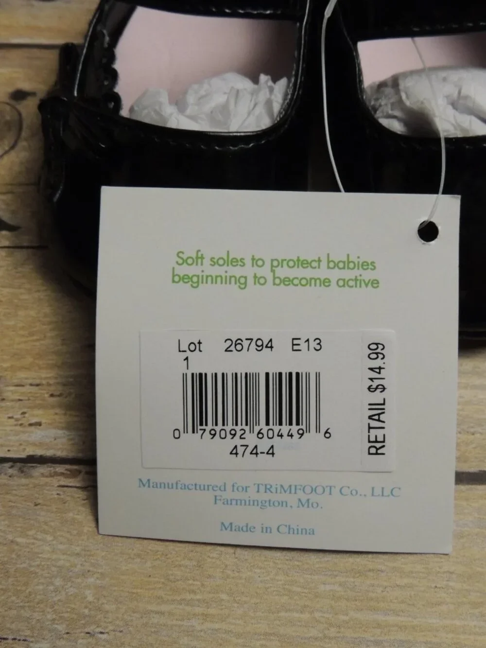 Wee Kids Waddle Black Soft Sole Mary Jane Baby Shoes Size 1